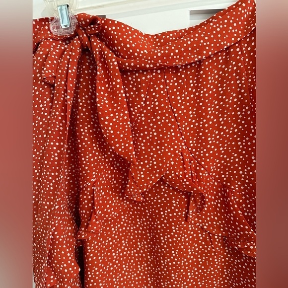 Altar’d State Size Large Orange Polka Dot faux wrap skirt with ruffles, EUC - Picture 4 of 13